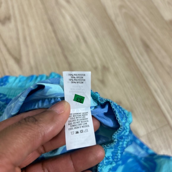 Aerie Board Shorts Womens XL Blue Tropical Monstera Floral Drawstring pool Beac - Picture 8 of 9